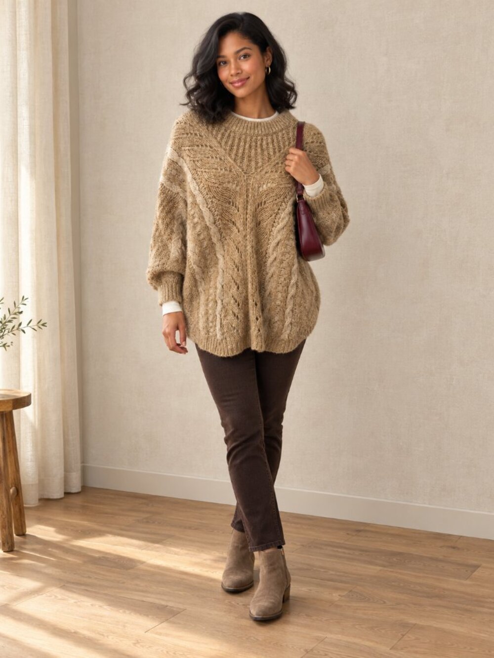 Ecote Urban Outfitters Brown Sweater Knit Chunky Oversized L EUC VTG